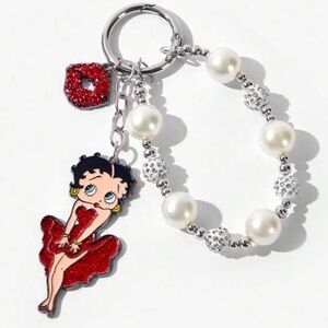 SALE Iconic Silver Betty Boop Keychain Pearl Bag Charm